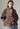 Wrap style wool jacket with button in walnut