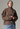 Wrap style wool jacket with button in walnut