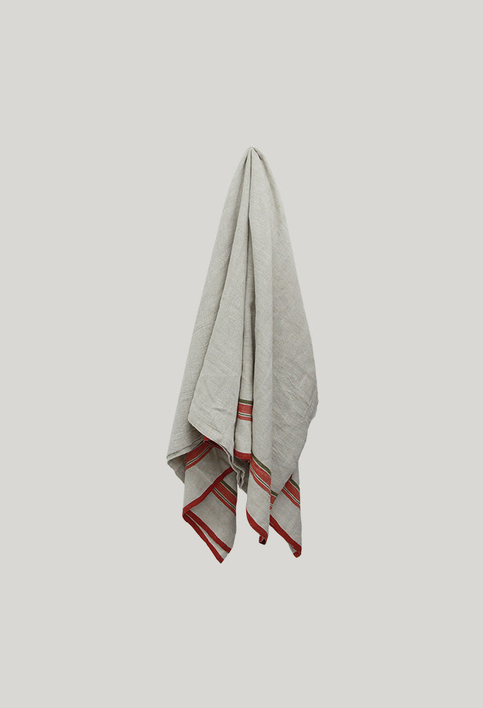 Red Selvedge Stripe Linen Tablecloth