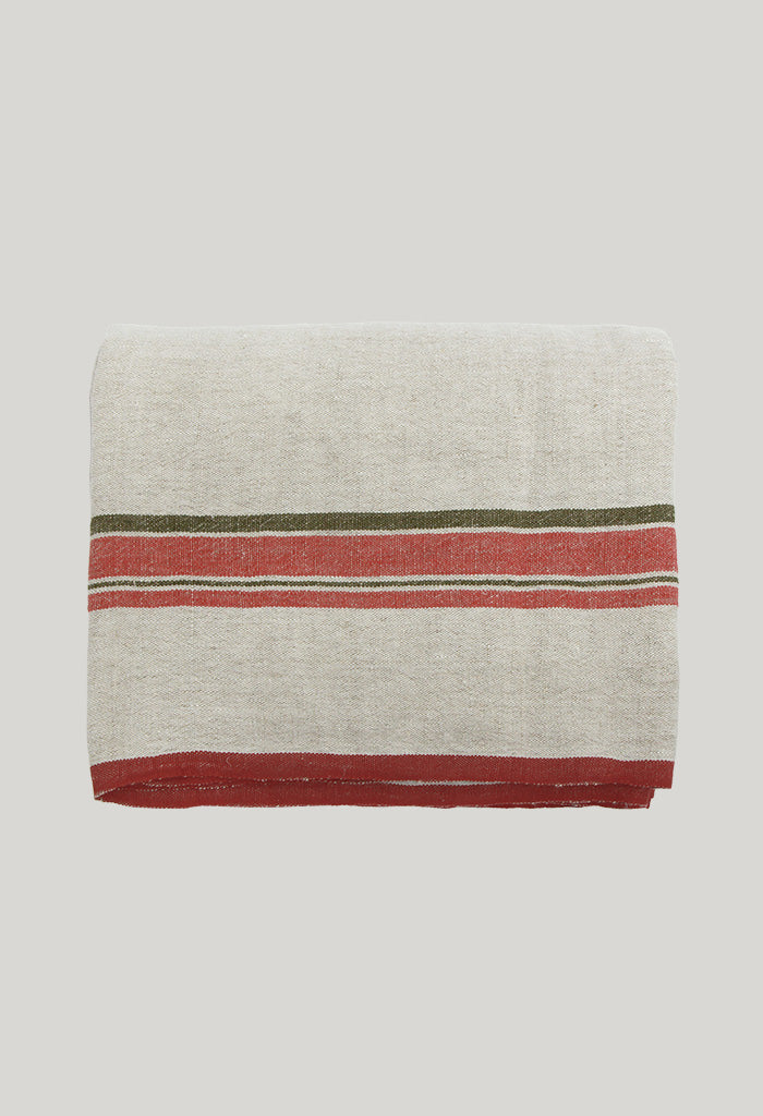 Red Selvedge Stripe Linen Tablecloth