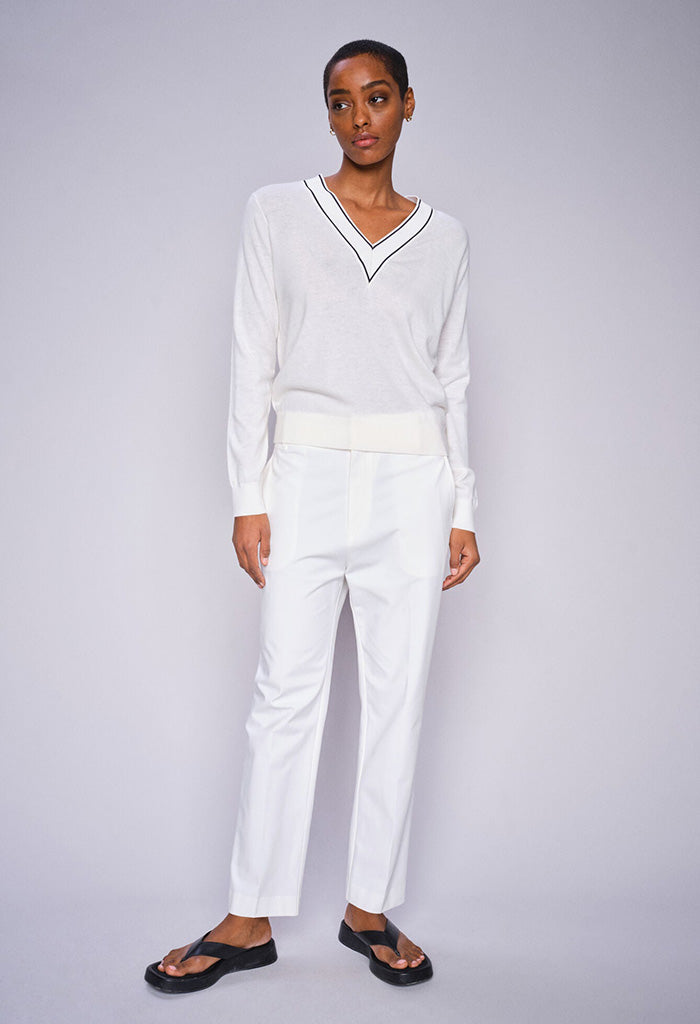 Relena Prep V-Neck Knit - Ecru