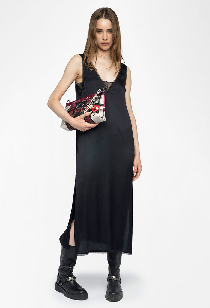 Renzo Satin Dress - Black