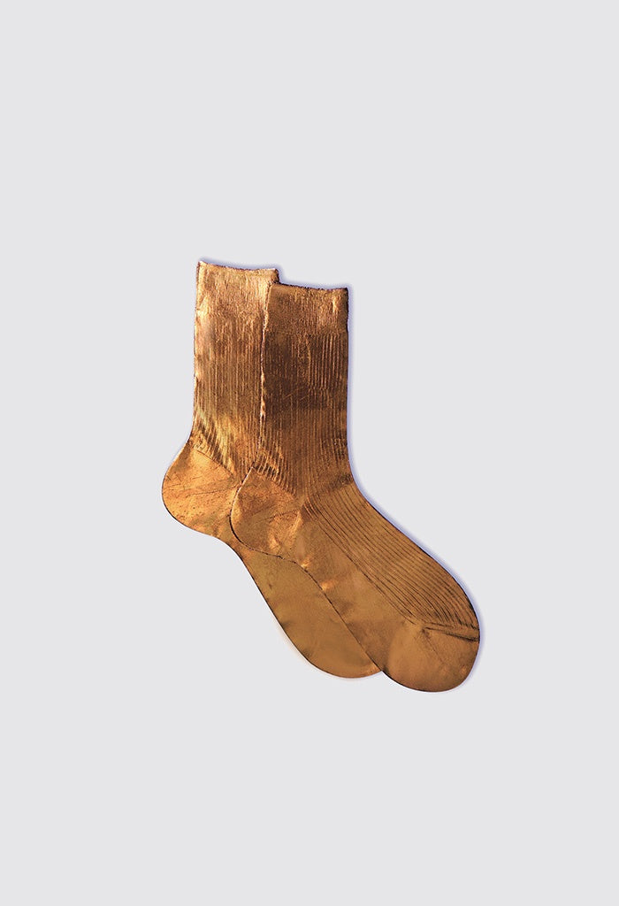 Ribbed Laminated Socks - Brown