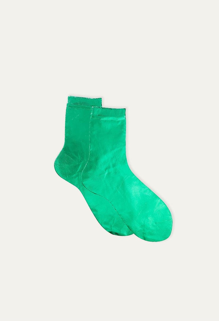 Ribbed Laminated Socks - Emerald