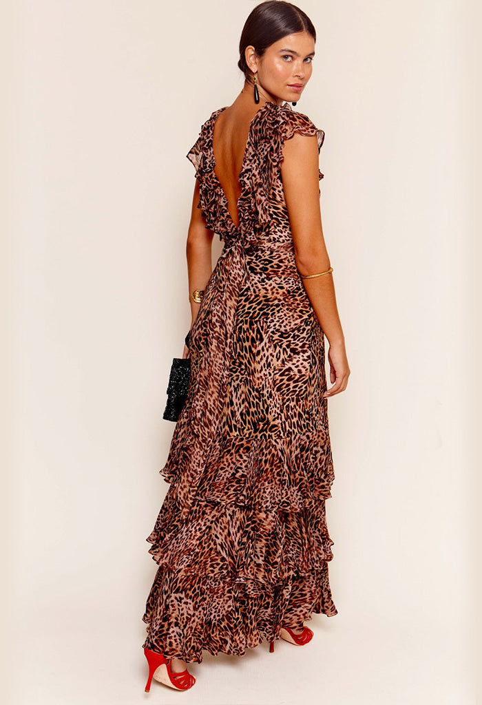 Rio Dress - Leopard Patchwork Brown