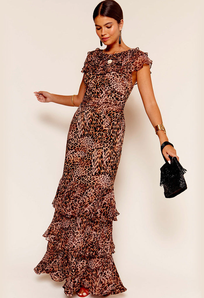 Rio Dress - Leopard Patchwork Brown