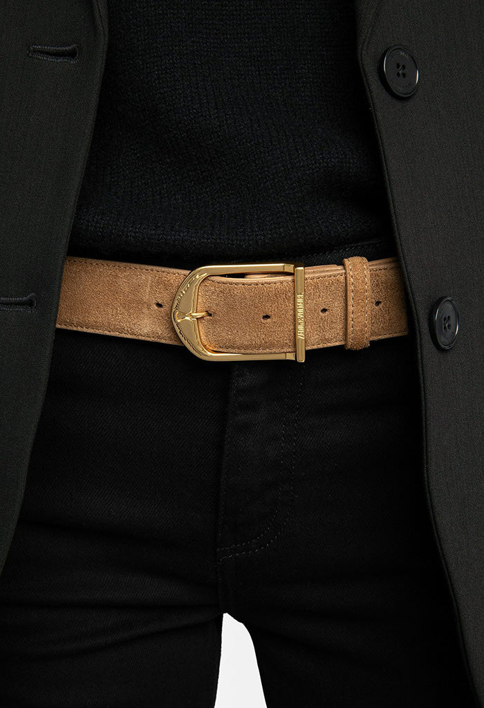 Rise 35mm Suede Belt - Cognac