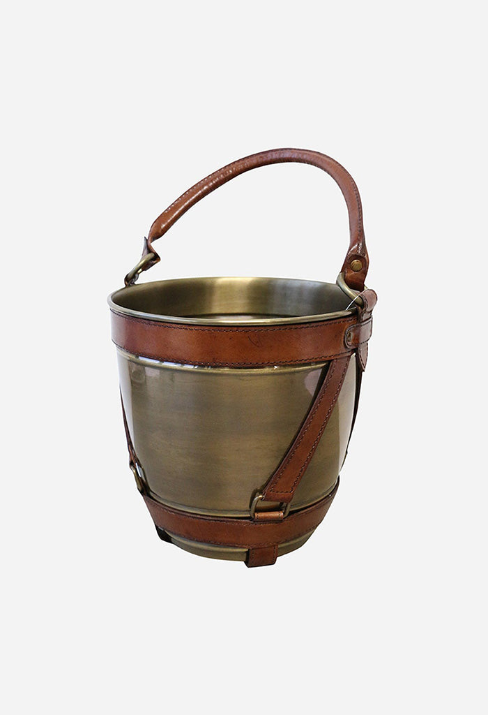 Riviera Brass Wine Cooler W/ Leather Handle