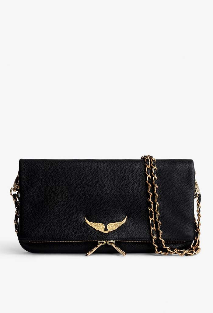 Rock Grained Leather Bag - Noir/Gold