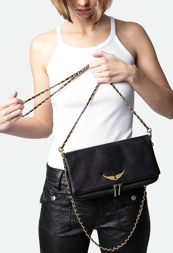 Rock Grained Leather Bag - Noir/Gold
