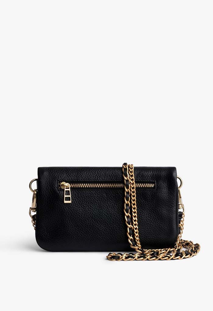 Rock Grained Leather Bag - Noir/Gold