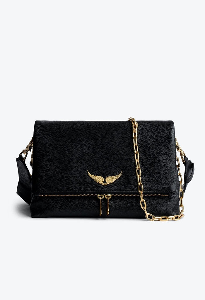 Rocky Grained Leather Bag - Gold Strap