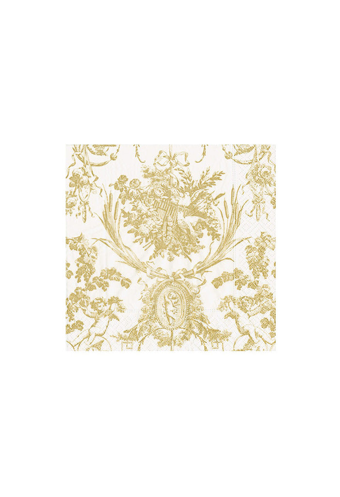 Romantic Toile Gold Cocktail Napkins