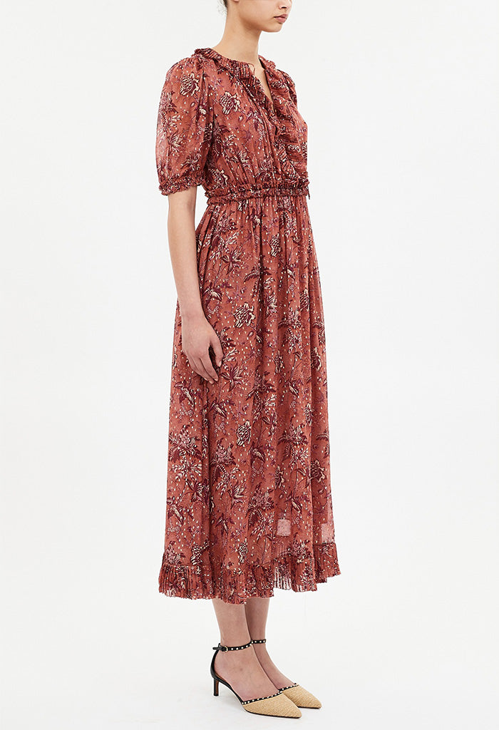 Rosamunde Puff Sleeve Dress - Oleander