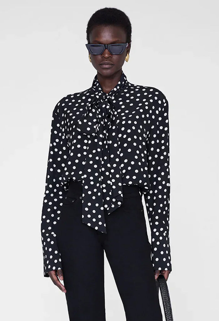 Ruby Shirt - Black And White Double Dot Jacquard