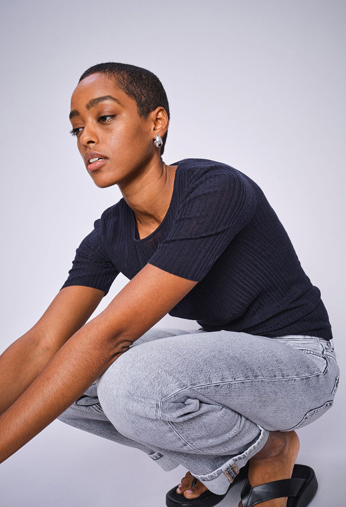 Bouch Rib SS Knit - Salute Navy