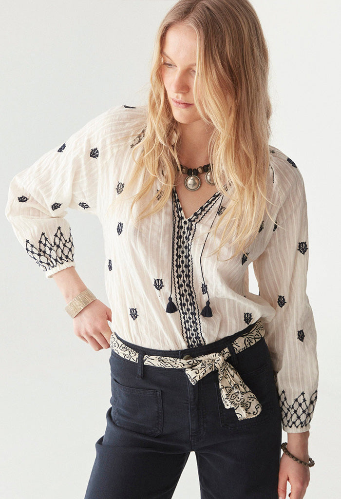 Santorini Sybille Blouse - Blue Lagoon