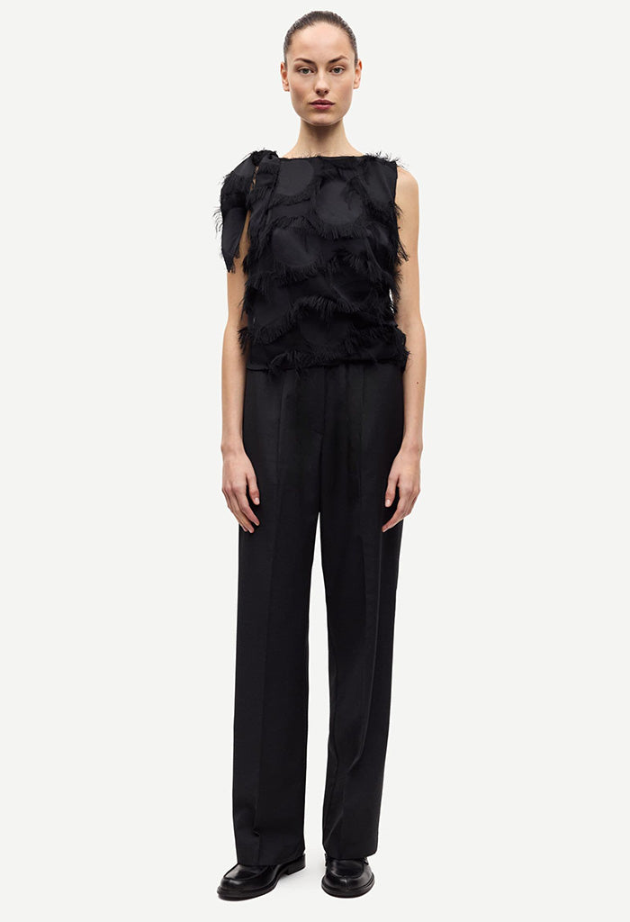 Satove Trousers - Black Melange