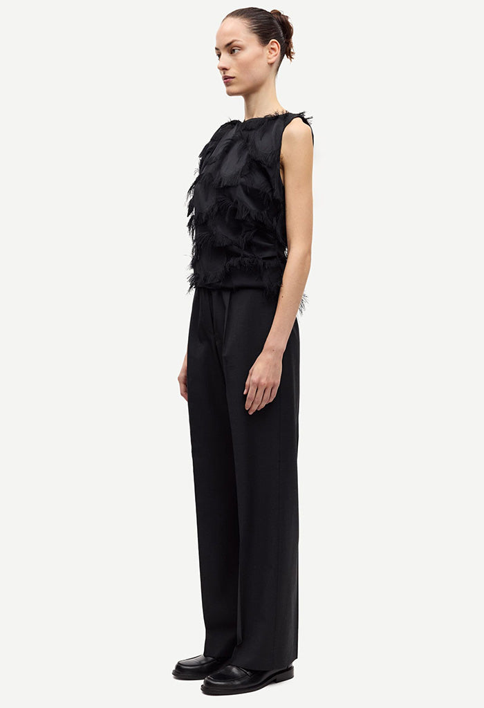Satove Trousers - Black Melange