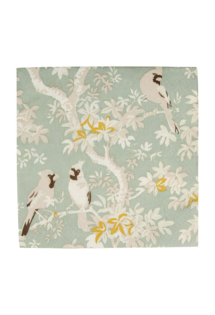 Scenic Songbirds Celadon Luncheon Napkins