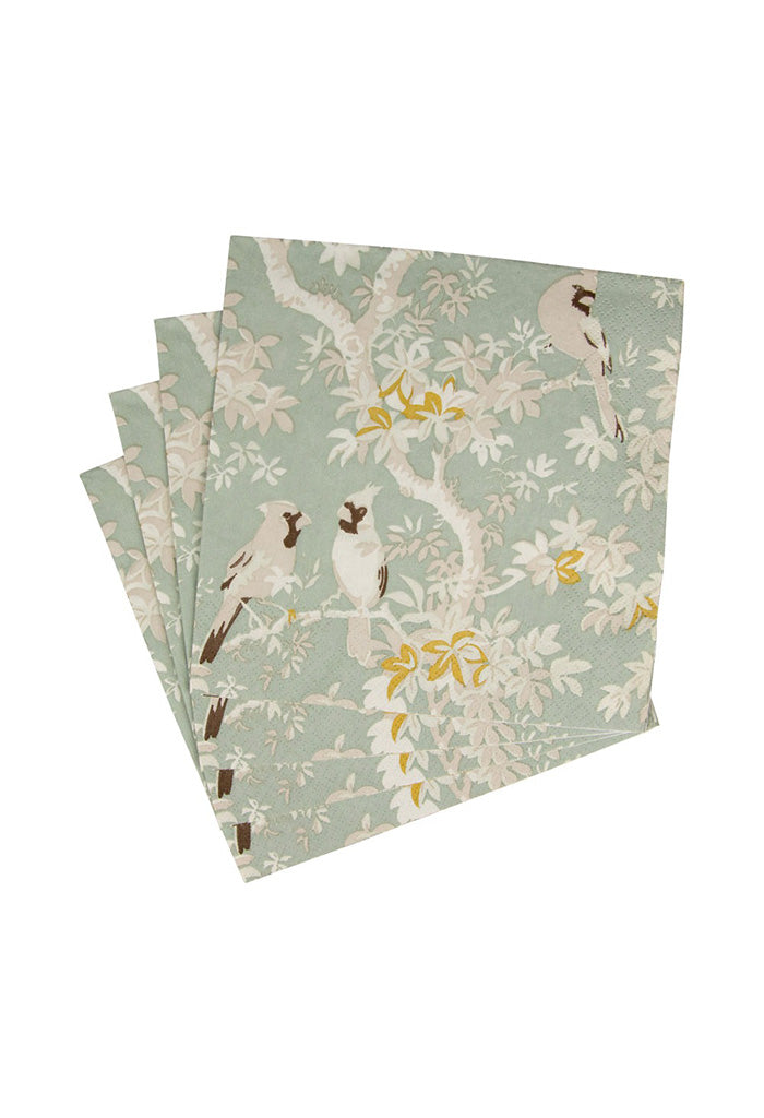 Scenic Songbirds Celadon Luncheon Napkins