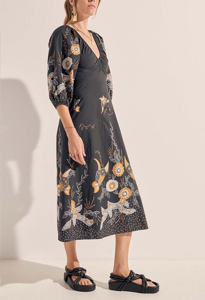 Semele Dress - Navy batik Print
