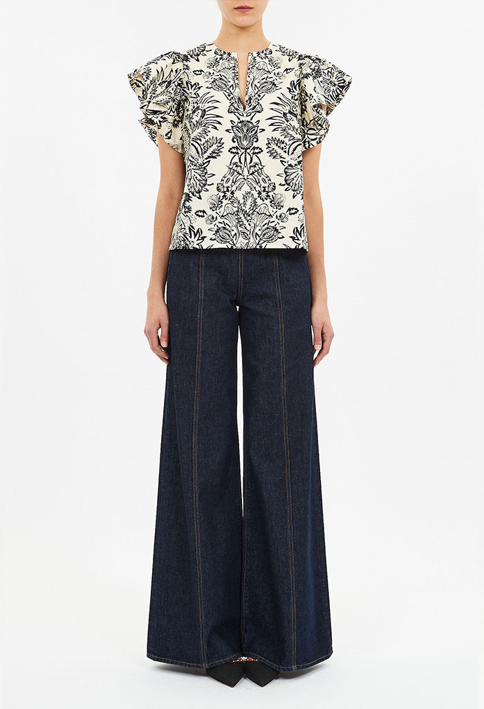 Severine Flutter Sleeve Top - Ivory