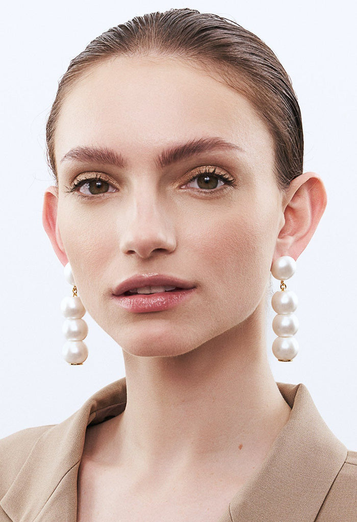 Small Beads Earrings - Pearl