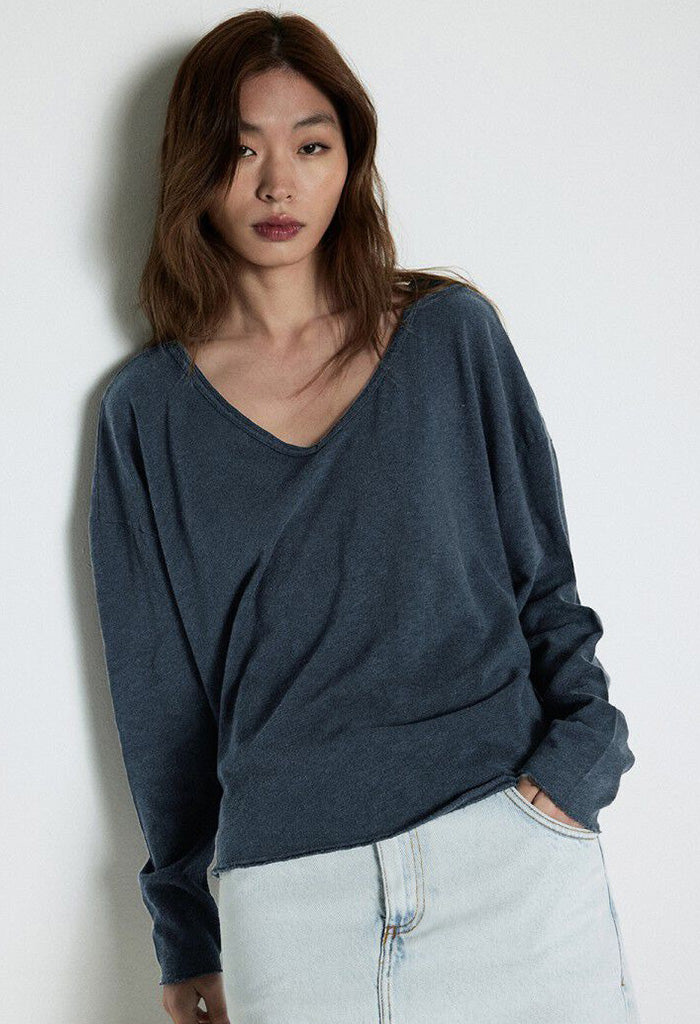 Sonoma Long Sleeve V-Neck T-Shirt - Vintage Navy Blue