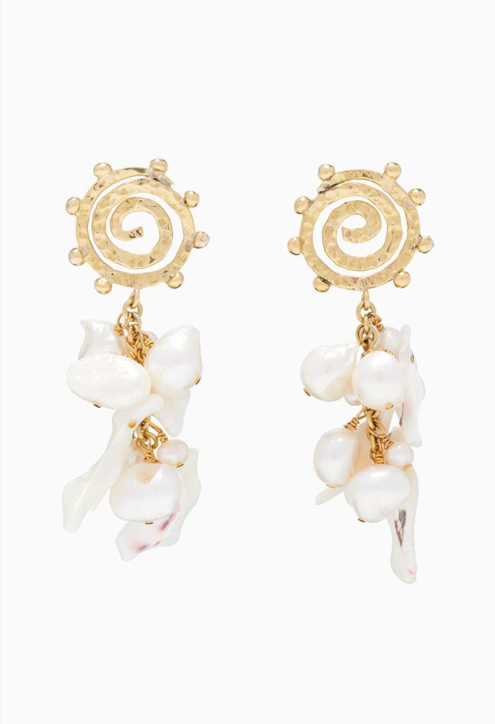 Spiral Pearl Dangle Earring