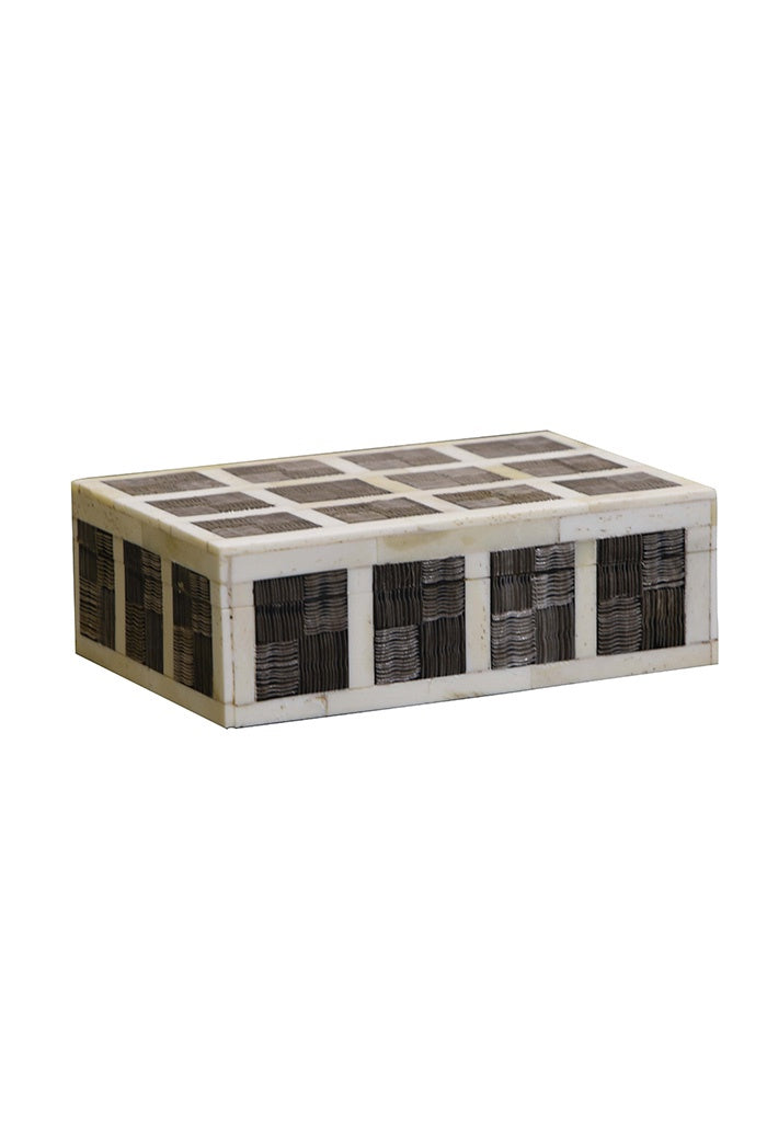 Squared Bone Box White Lines W/Shagreen Horn