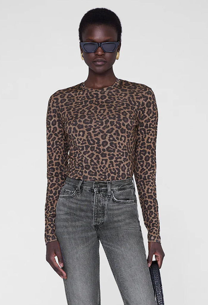 Sylvie Long Sleeve Tee - Black And Brown Leopard