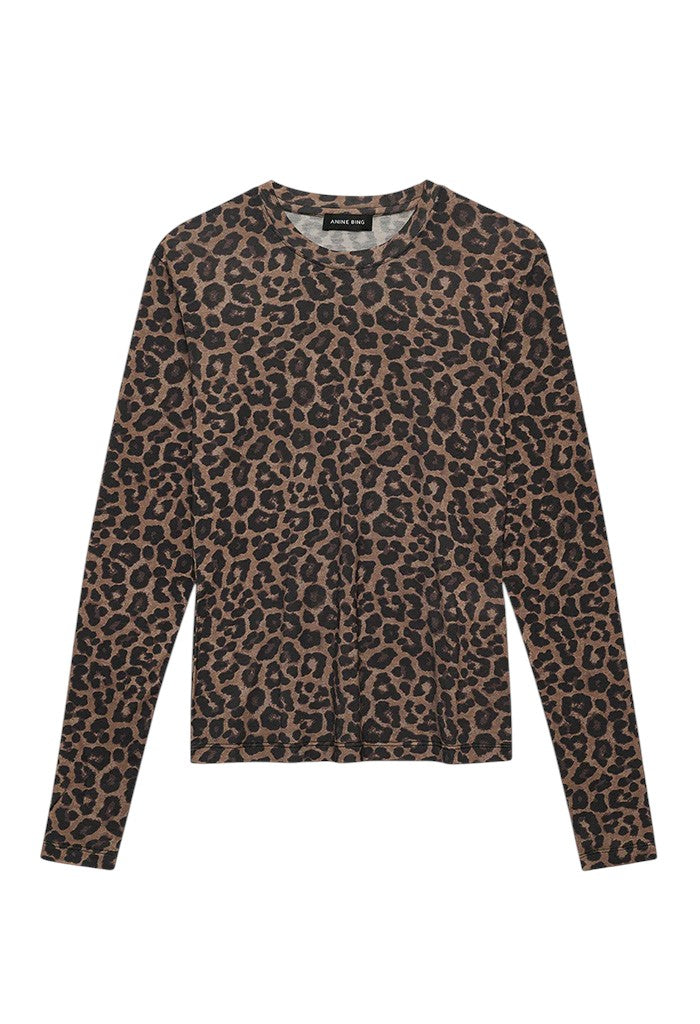 Sylvie Long Sleeve Tee - Black And Brown Leopard