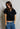 Tabitha linen collared cropped polo tee - True Black