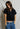 Tabitha linen collared cropped polo tee - True Black