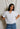 Tabitha linen collared cropped polo tee - White