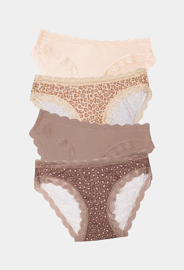 The Original Knicker Four Pack - Neutral Leopard