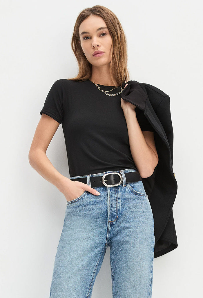 The Jean Belt - Black/Tumbled Nickel