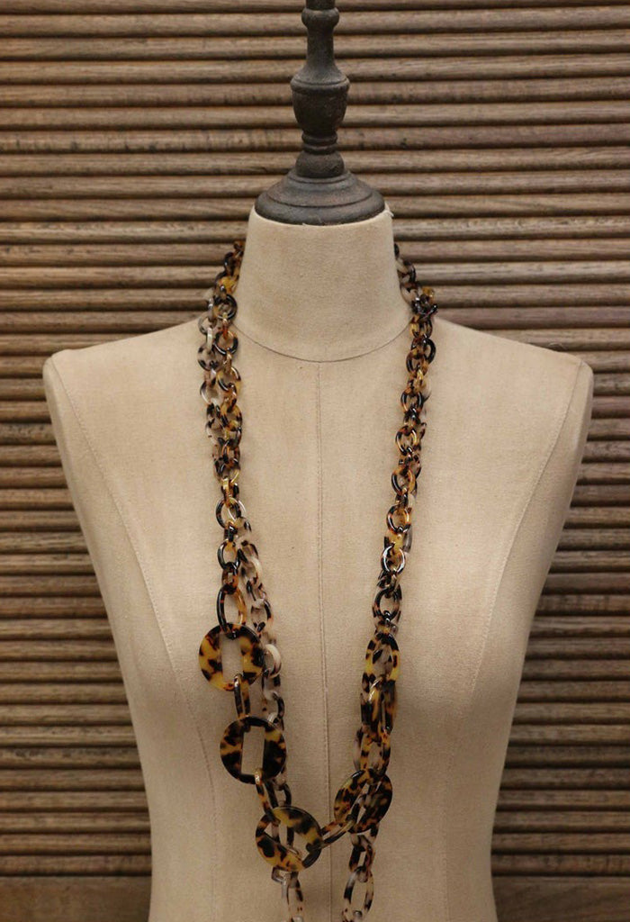 Tortoise Shell Style Chain & Link Necklace – Maman Boutique
