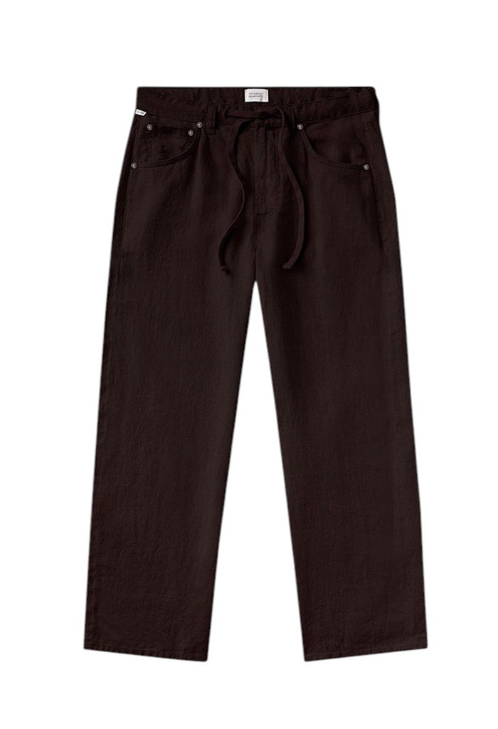 Brynn Drawstring  Linen Trouser - Chocolate