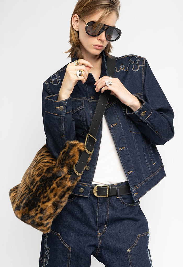 Jane Hobo Leo Faux Fur - Cognac