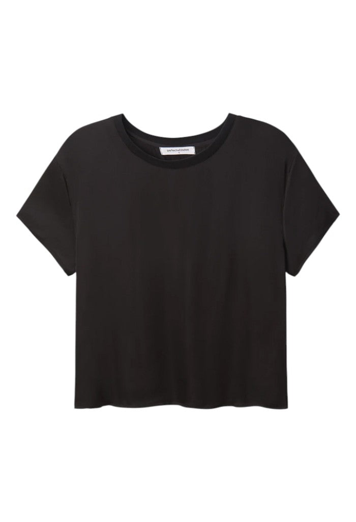 Delphine Luxe Satin Tee - True Black