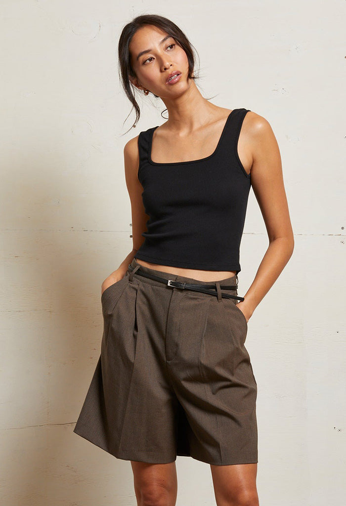 kaitlyn Rib Tank - True Black