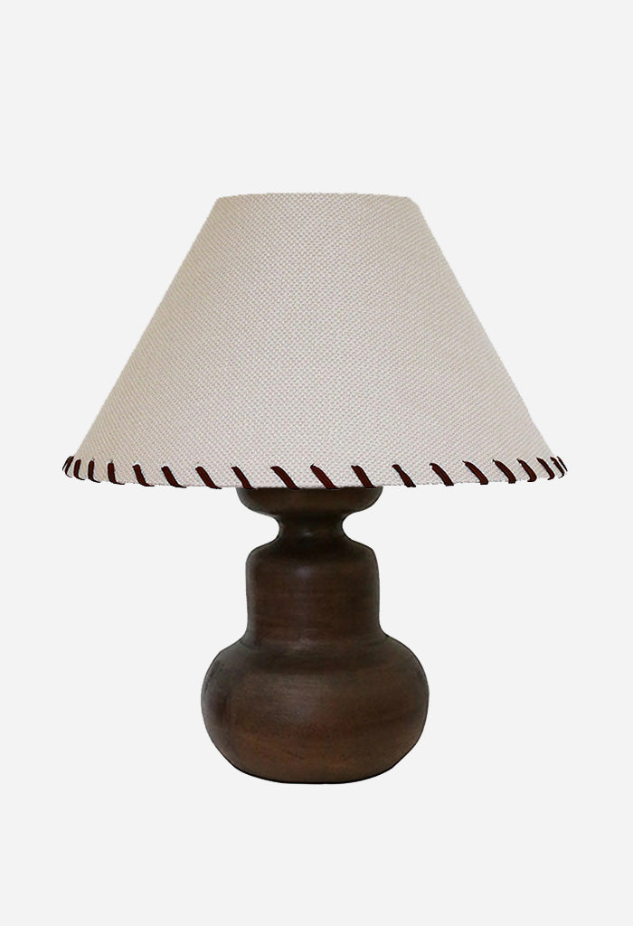 Java Wooden Urn Lamp W/ Woven Linen Shade – Maman Boutique