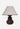 Java Wooden Urn Lamp W/ Woven Linen Shade