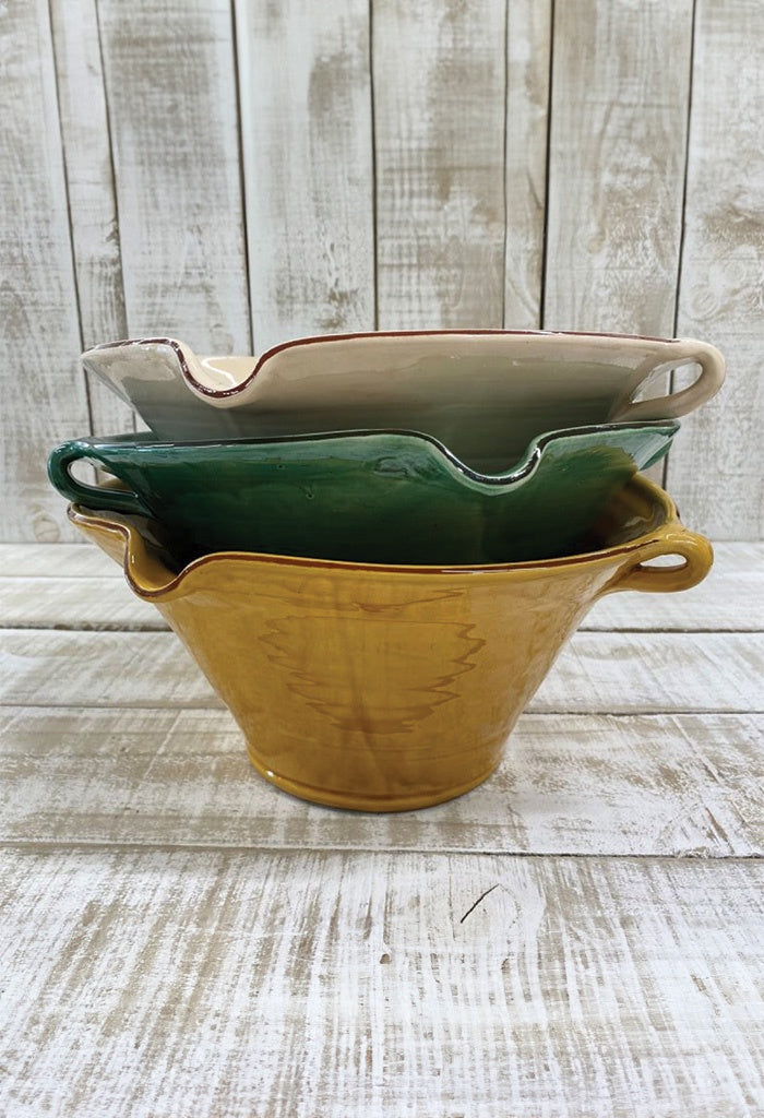Narrow Based Bowl Handle And Spout Green 27cm