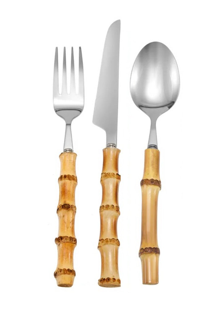 18 Piece Bamboo Cutlery Set - Silver