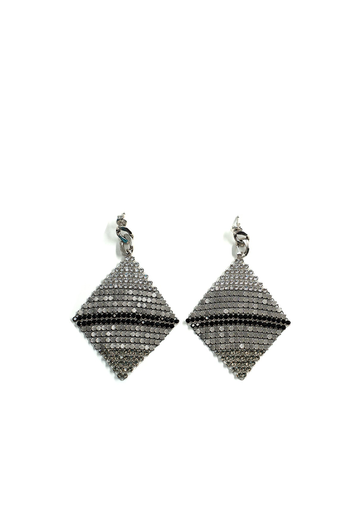 Diamond Earrings - Silver/ Black