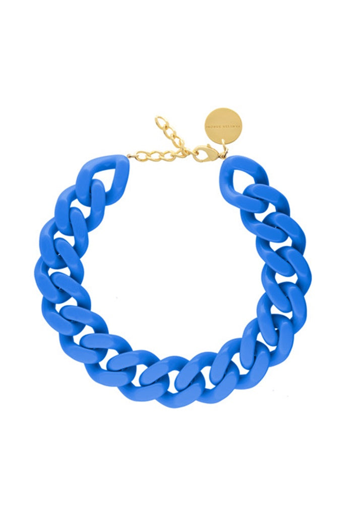 Big Flat Chain Necklace - Blue