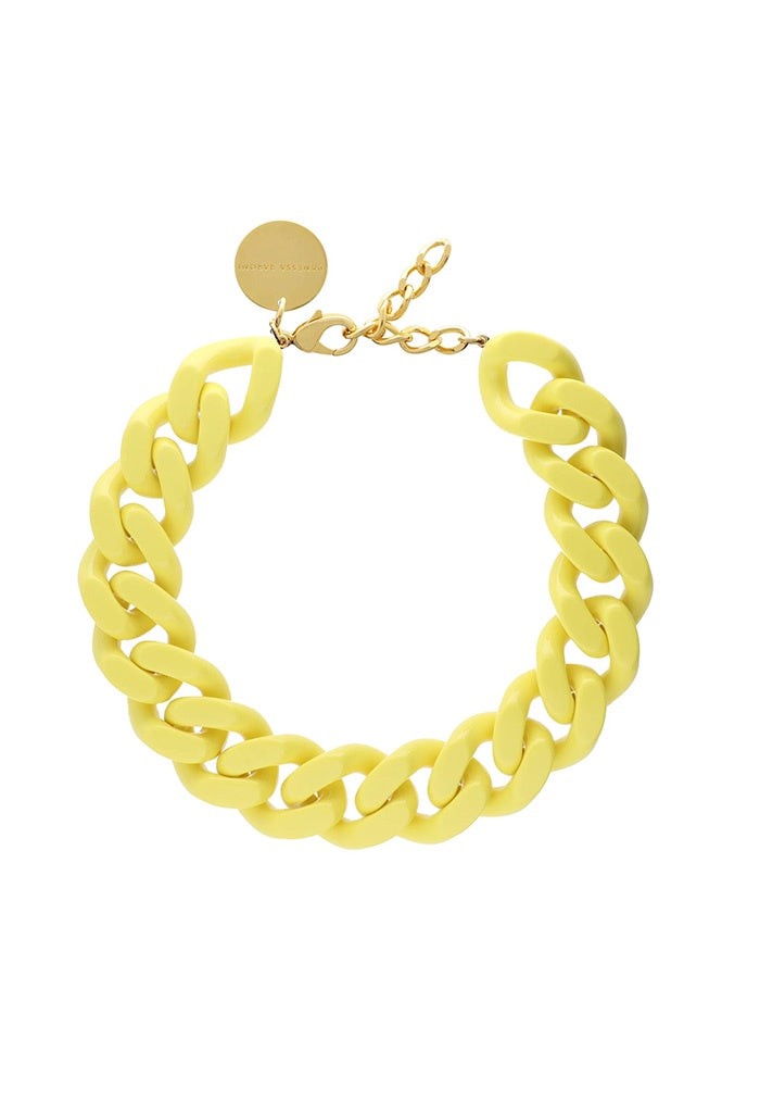 Big Flat Chain Necklace - Yellow